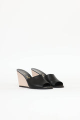 Chanel CC Peep Toe Wedge Sandal
