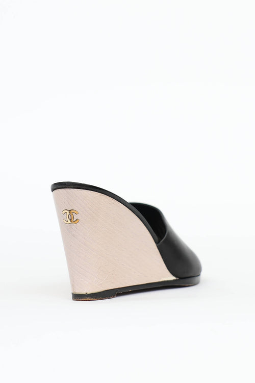 Chanel CC Peep Toe Wedge Sandal
