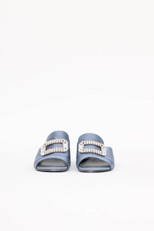 Roger Vivier Satin Crystal Mule