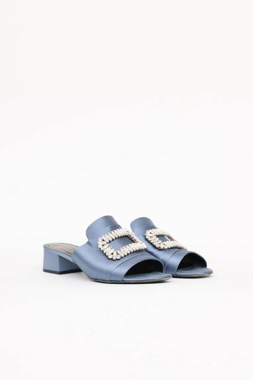 Roger Vivier Satin Crystal Mule