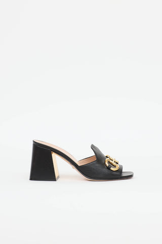 Gucci Leather Horsebit Heel Sandal
