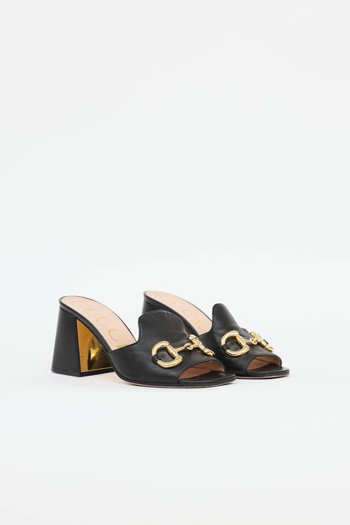 Gucci Leather Horsebit Heel Sandal