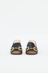 Gucci Leather Horsebit Heel Sandal