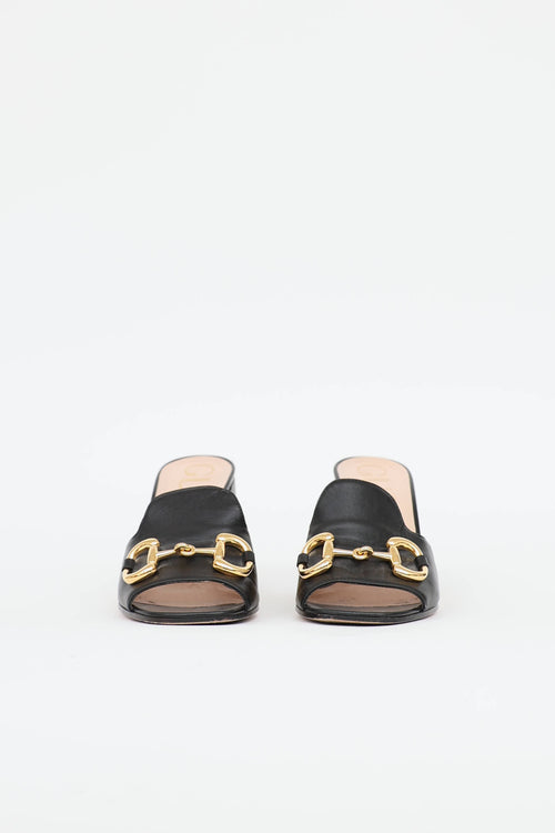 Gucci Leather Horsebit Heel Sandal