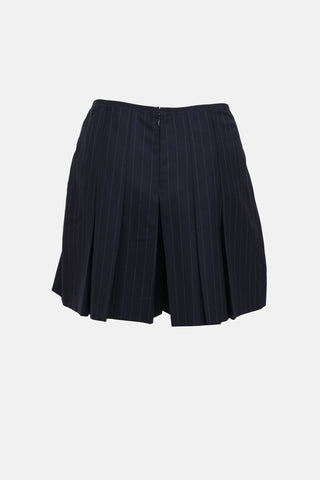 Pinstripe Pleated Mini Shorts