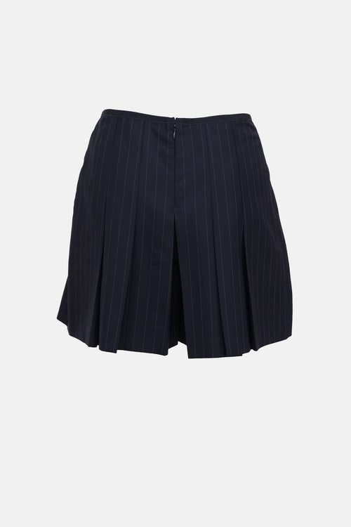 Pinstripe Pleated Mini Shorts