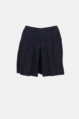 Pinstripe Pleated Mini Shorts