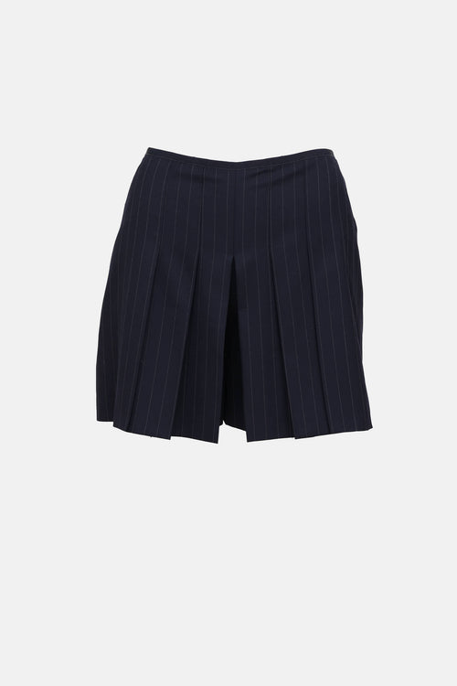 Pinstripe Pleated Mini Shorts