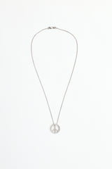 Fine Jewelry 14K White Gold Peace Symbol Necklace