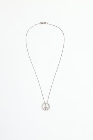 Fine Jewelry 14K White Gold Peace Symbol Necklace