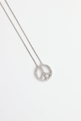 Fine Jewelry 14K White Gold Peace Symbol Necklace