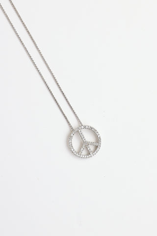 Fine Jewelry 14K White Gold Peace Symbol Necklace