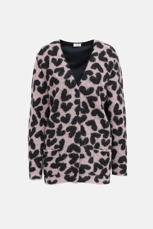 Saint Laurent Heart Pattern Cardigan