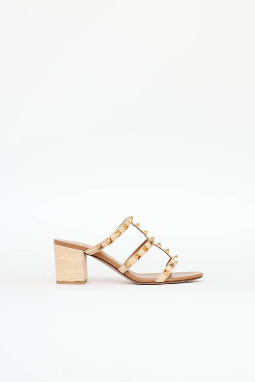 Valentino Raffia Rockstud Sandal
