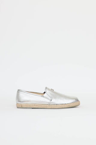 Chanel Metallic Espadrille Flats