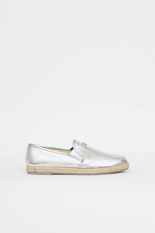 Chanel Metallic Espadrille Flats