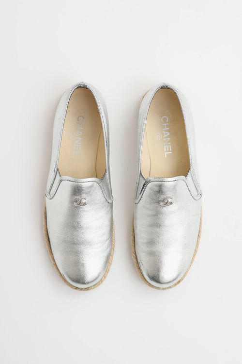 Chanel Metallic Espadrille Flats