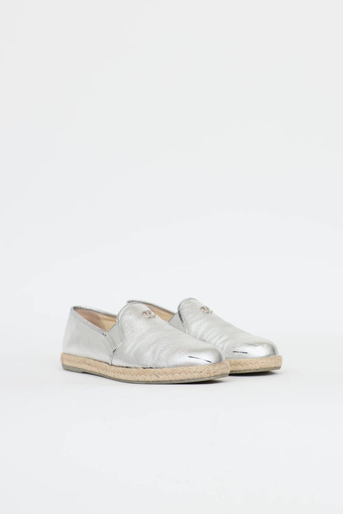 Chanel Metallic Espadrille Flats