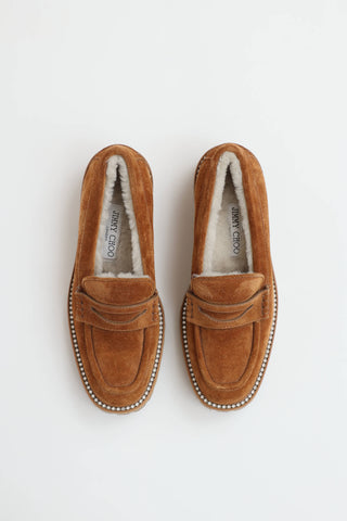 Jimmy Choo Suede Crystal Trim Loafers