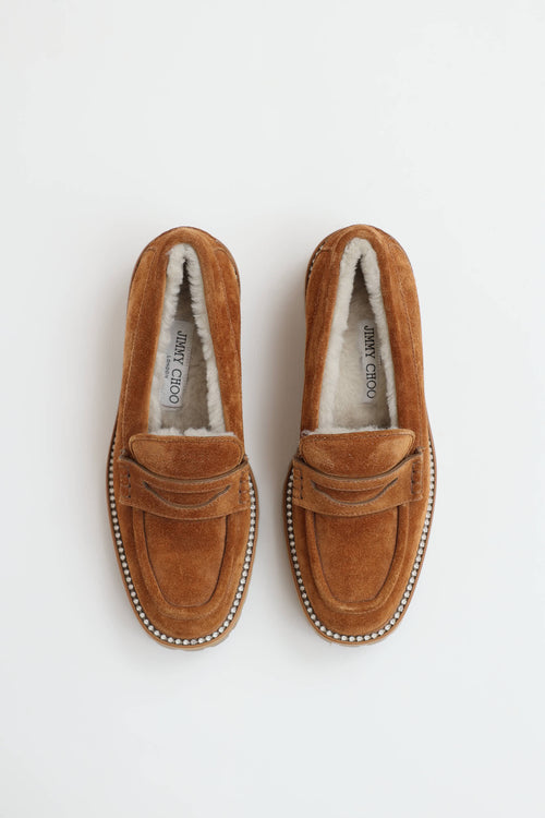 Jimmy Choo Suede Crystal Trim Loafers