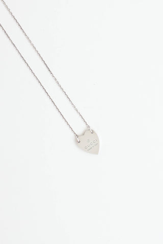 Gucci Sterling Silver Trademark Heart Necklace