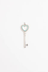 Tiffany & Co. Sterling Silver Enamel Heart Key Pendant