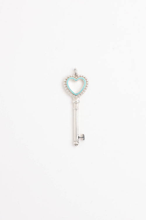 Tiffany & Co. Sterling Silver Enamel Heart Key Pendant