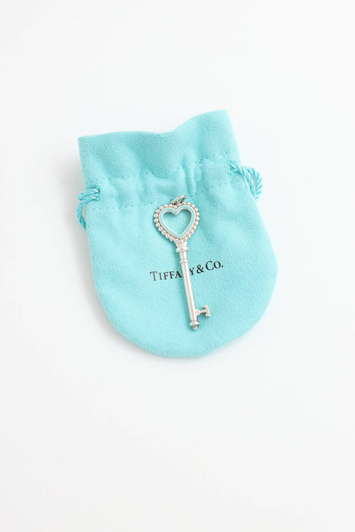 Tiffany & Co. Sterling Silver Enamel Heart Key Pendant