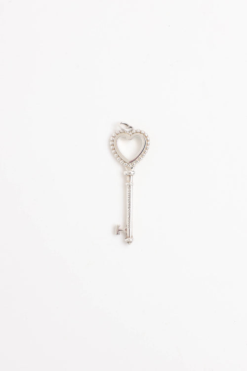 Tiffany & Co. Sterling Silver Enamel Heart Key Pendant