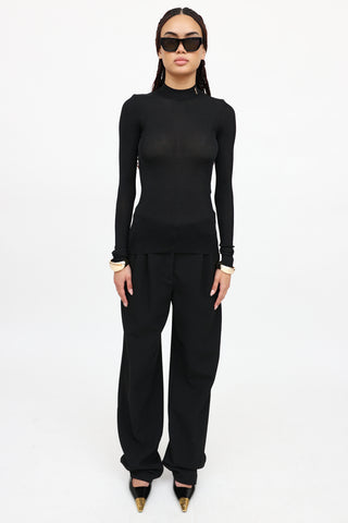 Saint Laurent Silk Ribbed Logo Top