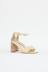 Manolo Blahnik Raffia Block Sandals