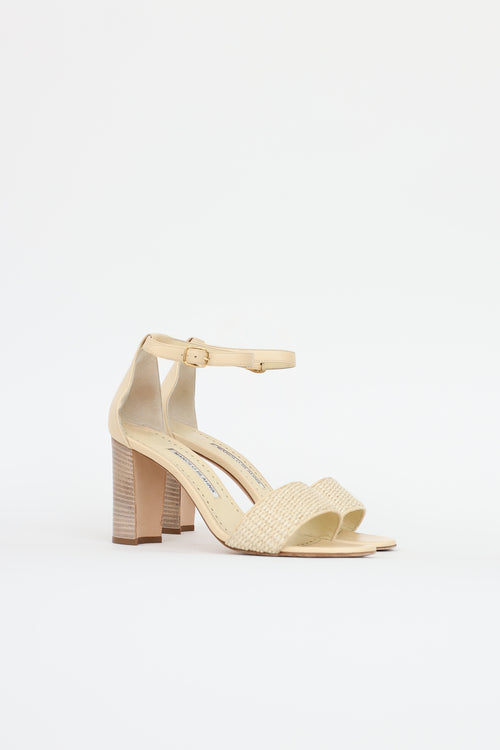 Manolo Blahnik Raffia Block Sandals