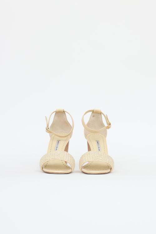 Manolo Blahnik Raffia Block Sandals