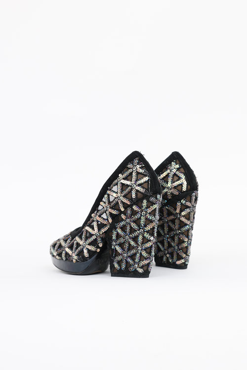 Dries Van Noten Sequin Mesh Pump