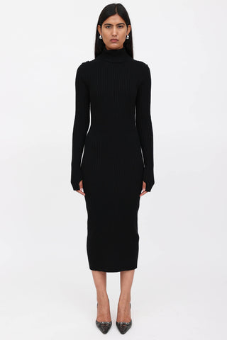 Fendi Knit Ribbed Turtleneck Dress
