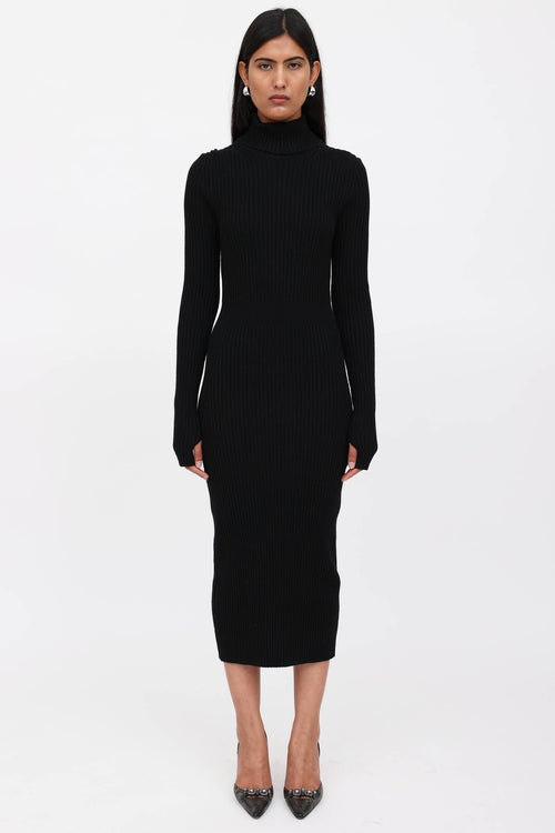 Fendi Knit Ribbed Turtleneck Dress