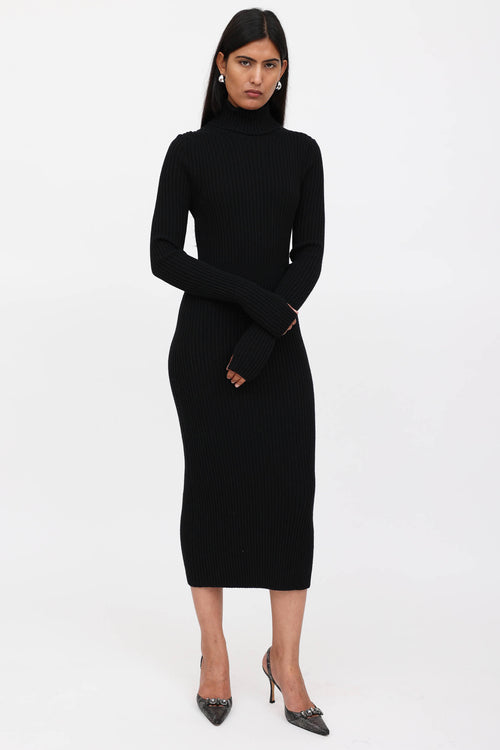 Fendi Knit Ribbed Turtleneck Dress