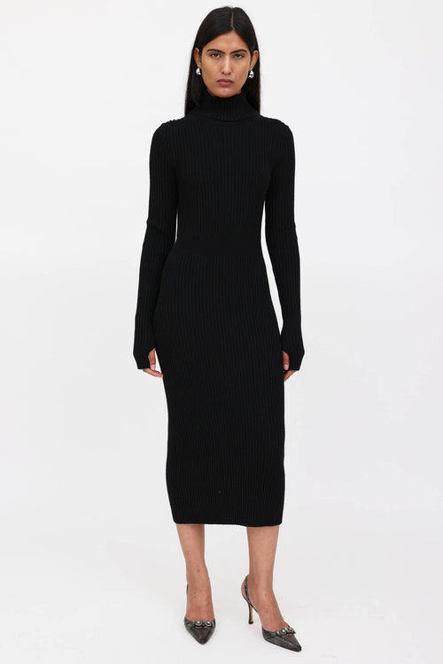 Fendi Knit Ribbed Turtleneck Dress