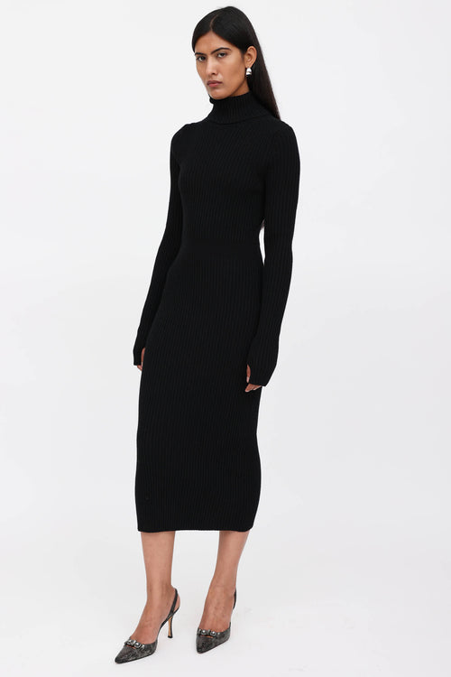 Fendi Knit Ribbed Turtleneck Dress