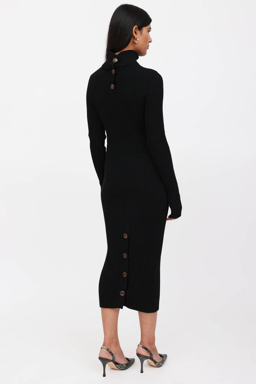 Fendi Knit Ribbed Turtleneck Dress
