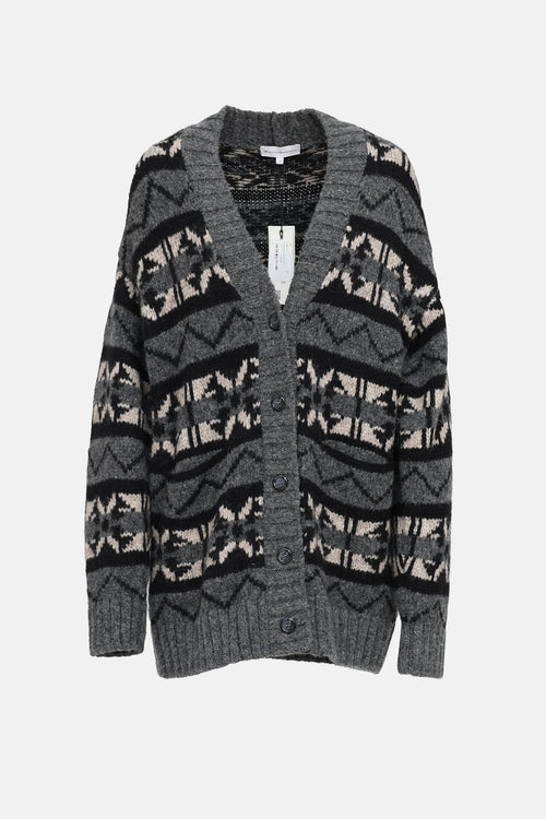 White+Warren Patterned Faire Isle Cardigan