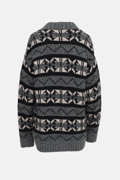 White+Warren Patterned Faire Isle Cardigan