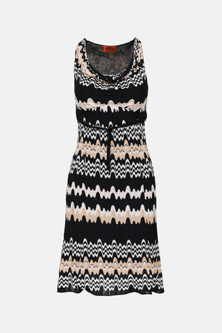 Knit Zig Zag Cowlneck  Dress