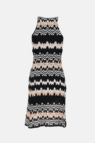 Knit Zig Zag Cowlneck  Dress