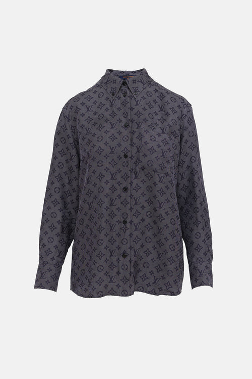 Louis Vuitton Silk Monogram Button Up Shirt
