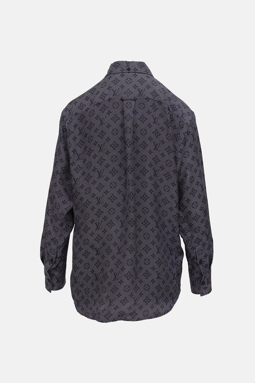 Louis Vuitton Silk Monogram Button Up Shirt