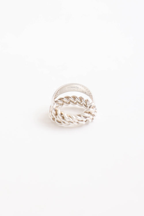 Hermès Sterling Silver Boucle Sellier Inflexible Ring