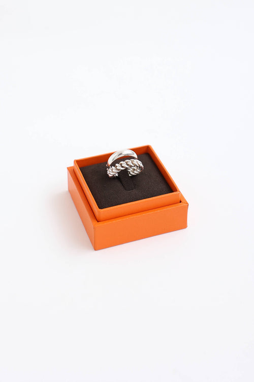 Hermès Sterling Silver Boucle Sellier Inflexible Ring