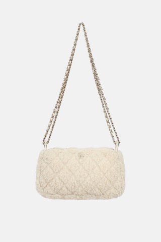 Chanel Shearling Barrel Chain Clutch