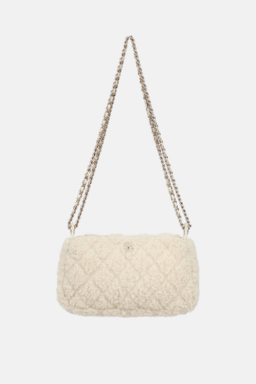Chanel Shearling Barrel Chain Clutch